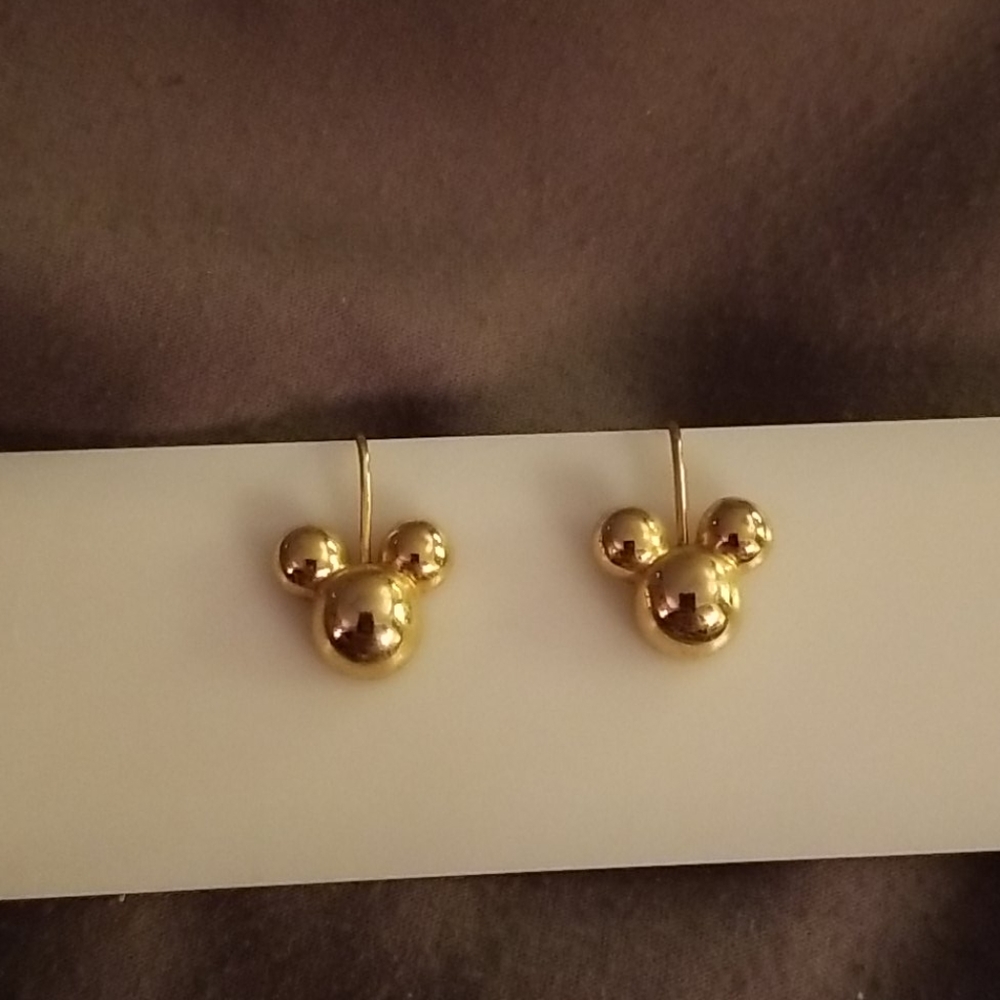 Mickey mouse gold toned earrings